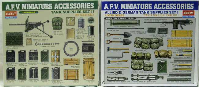 Academy 1/35 AFV Miniaturs Allied and German Tanks Supplies Set I and 1383 Tank Supplies Set II, 1382 plastic model kit